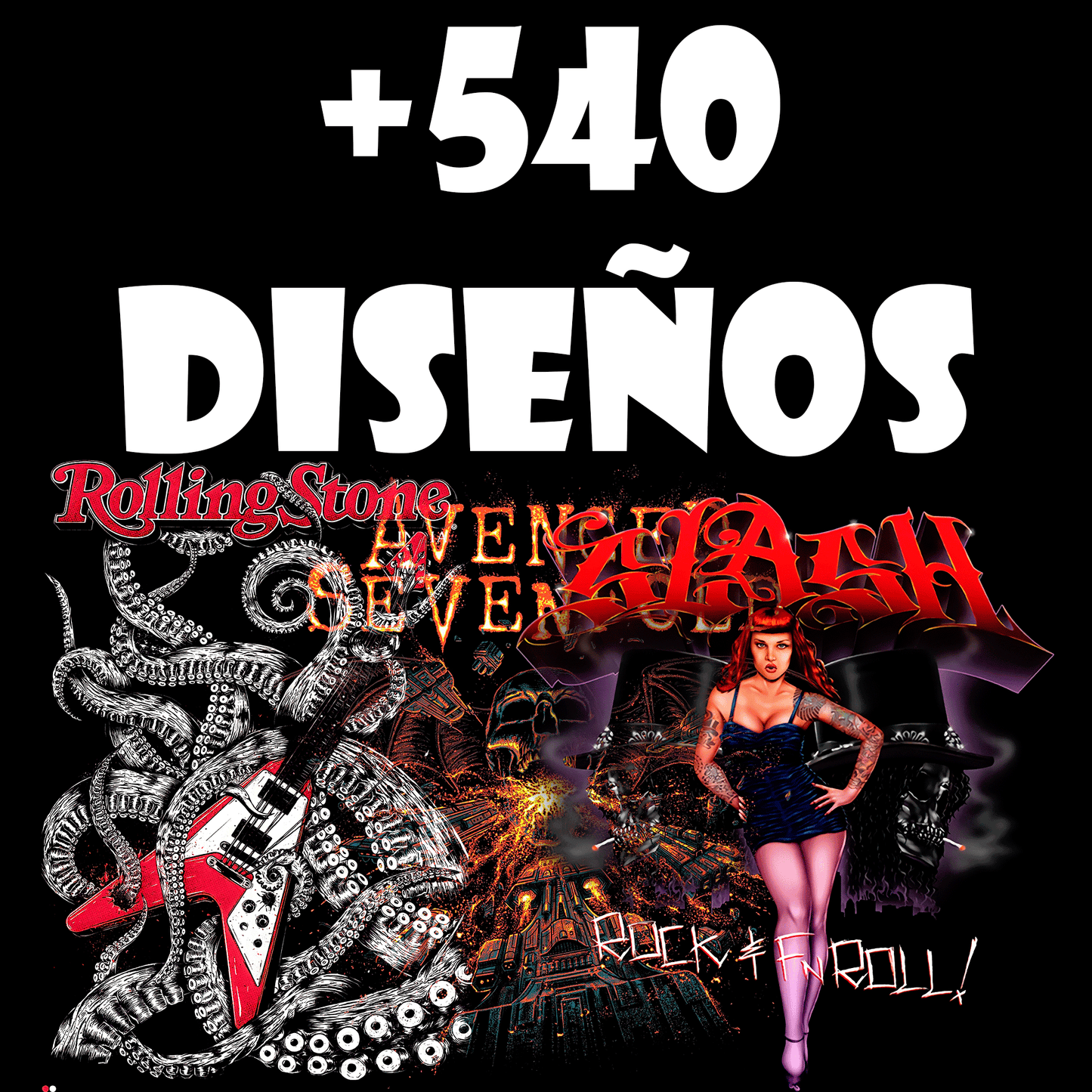 +540 DISEÑOS ROCK PNG 300DPI DTF + ACTUALIZACIÓN